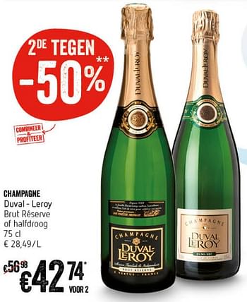 Promoties Champagne duval - leroy brut réserve of halfdroog - Champagne - Geldig van 18/07/2019 tot 24/07/2019 bij Delhaize