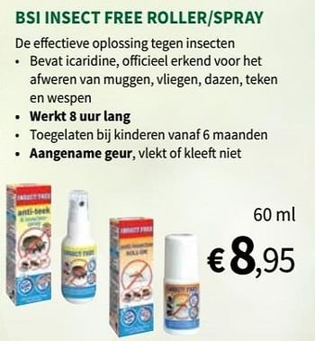 Promoties Bsi insect free roller-spray - BSI - Geldig van 17/07/2019 tot 11/08/2019 bij Horta