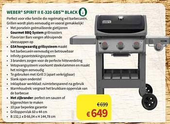 Promoties Weber spirit il e-320 gbs black - Weber - Geldig van 17/07/2019 tot 11/08/2019 bij Horta