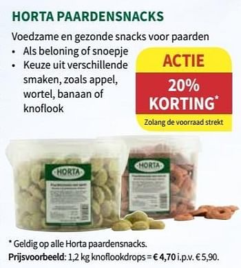 Promoties Horta paardensnacks knoflookdrops - Huismerk - Horta - Geldig van 17/07/2019 tot 11/08/2019 bij Horta