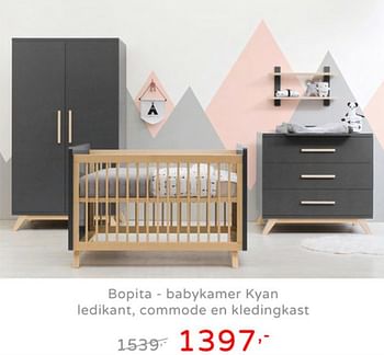 Promoties Bopita - babykamer kyan ledikant, commode en kledingkast - Bopita - Geldig van 21/07/2019 tot 27/07/2019 bij Baby & Tiener Megastore