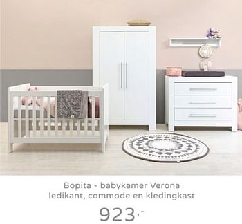 Promoties Bopita - babykamer verona ledikant, commode en kledingkast - Bopita - Geldig van 21/07/2019 tot 27/07/2019 bij Baby & Tiener Megastore