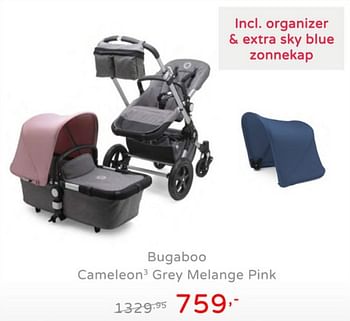 Promoties Bugaboo cameleon3 grey melange pink - Bugaboo - Geldig van 21/07/2019 tot 27/07/2019 bij Baby & Tiener Megastore