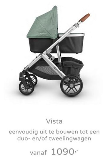 Promoties Vista eenvoudig uit te bouwen tot een duo- en-of tweelingwagen - Uppababy - Geldig van 21/07/2019 tot 27/07/2019 bij Baby & Tiener Megastore