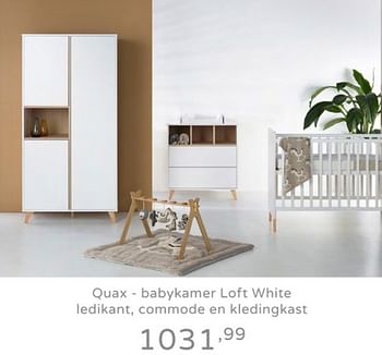 Promoties Quax - babykamer loft white ledikant, commode en kledingkast - Quax - Geldig van 21/07/2019 tot 27/07/2019 bij Baby & Tiener Megastore