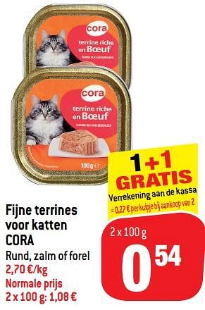 Promoties Fijne terrines voor katten cora - Huismerk - Match - Geldig van 24/07/2019 tot 30/07/2019 bij Match