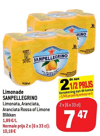 Promoties Limonade sanpellegrino - Sanpellegrino - Geldig van 24/07/2019 tot 30/07/2019 bij Match