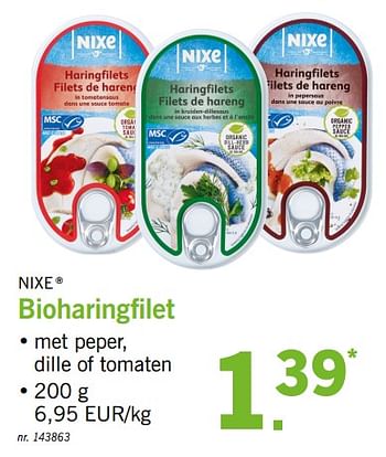 Promoties Bioharingfilet - Nixe - Geldig van 29/07/2019 tot 03/08/2019 bij Lidl