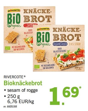 Promoties Bioknäckebrot - Rivercote - Geldig van 29/07/2019 tot 03/08/2019 bij Lidl