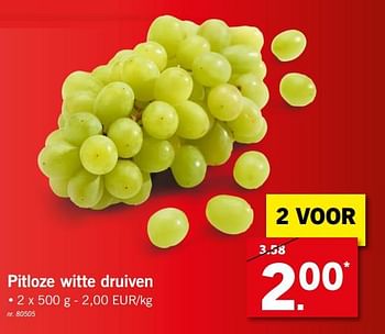 Promoties Pitloze witte druiven - Huismerk - Lidl - Geldig van 29/07/2019 tot 03/08/2019 bij Lidl