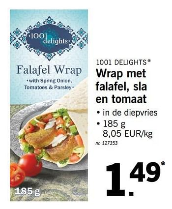 Promoties Wrap met falafel, sla en tomaat - 1001 Delights - Geldig van 29/07/2019 tot 03/08/2019 bij Lidl