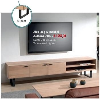 Promoties Alex laag tv-meubel - Bristol - Geldig van 01/08/2019 tot 31/08/2019 bij Overstock