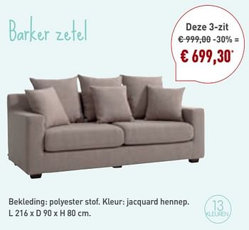 Promoties Barker zetel bekleding: polyester stof. kleur: jacquard hennep. - Bristol - Geldig van 01/08/2019 tot 31/08/2019 bij Overstock