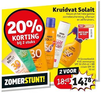 Promoties Kids zonnespray spf 50 + bb cream spf 30 - Huismerk - Kruidvat - Geldig van 23/07/2019 tot 04/08/2019 bij Kruidvat