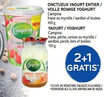 Promoties Onctueux yaourt entier - Campina - Geldig van 31/07/2019 tot 13/08/2019 bij Alvo