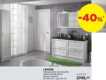 Promotions Lemon composition de meuble chêne teinté blanc plan en granit - Balmani - Valide de 01/08/2019 à 31/08/2019 chez X2O
