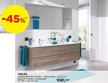 Promoties Volta composition de meuble - chêne brut plan en marbre composite - Storke - Geldig van 01/08/2019 tot 31/08/2019 bij X2O