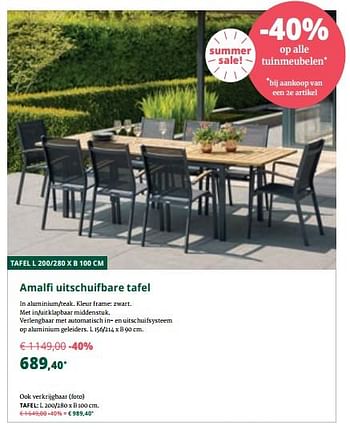 Promoties Amalfi uitschuifbare tafel - Bristol - Geldig van 01/08/2019 tot 31/08/2019 bij Overstock