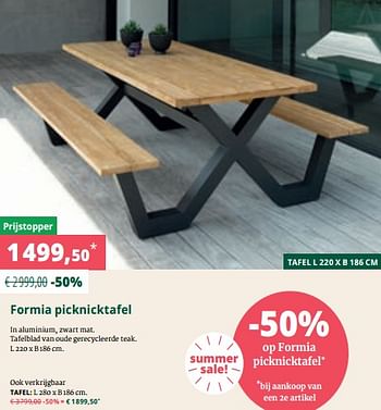Promoties Formia picknicktafel - Bristol - Geldig van 01/08/2019 tot 31/08/2019 bij Overstock
