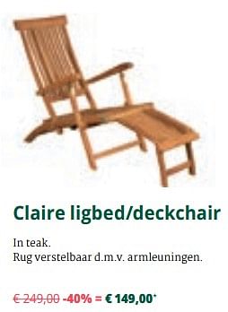 Promoties Claire ligbed-deckchair - Bristol - Geldig van 01/08/2019 tot 31/08/2019 bij Overstock