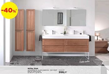 Promotions Mitra teak composition de meuble suspendue - teck massif plan en solid surface - Balmani - Valide de 01/08/2019 à 31/08/2019 chez X2O