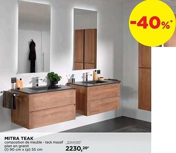 Promotions Mitra teak composition de meuble - teck massif plan en granit - Balmani - Valide de 01/08/2019 à 31/08/2019 chez X2O