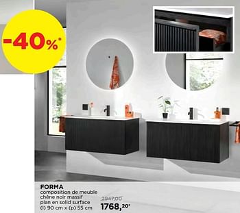 Promotions Forma composition de meuble chêne noir massif plan en solid surface - Balmani - Valide de 01/08/2019 à 31/08/2019 chez X2O
