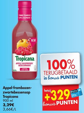Promoties Appel-frambozenzwartebessensap tropicana - Tropicana - Geldig van 24/07/2019 tot 29/07/2019 bij Carrefour
