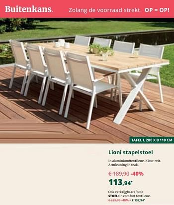 Promoties Lioni stapelstoel - Bristol - Geldig van 01/08/2019 tot 31/08/2019 bij Overstock