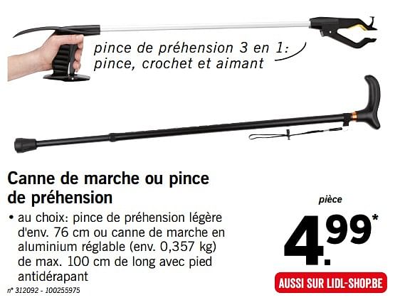 Produit maison Lidl Canne de marche ou pince de pr hension En