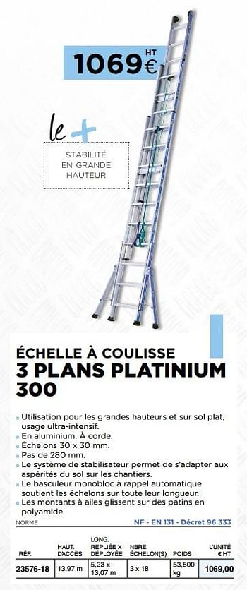 Promotions Échelle à coulisse 3 plans platinium 300 - Tubesca - Valide de 01/07/2019 à 30/09/2019 chez Master Pro