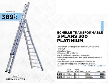Promotions Échelle transformable 3 plans 300 platinium - Tubesca - Valide de 01/07/2019 à 30/09/2019 chez Master Pro