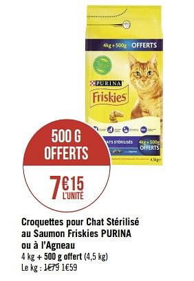 Promotion Geant Casino Croquettes Pour Chat Sterilise Au Saumon Friskies Purina Ou A L Agneau Purina Animaux Accessoires Valide Jusqua 4 Promobutler