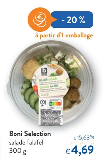 Promotions Boni selection salade falafel - Boni - Valide de 31/07/2019 à 13/08/2019 chez OKay