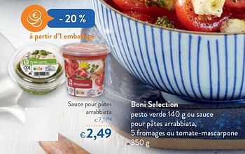 Promotions Boni selection sauce pour pâtes arrabbiata - Boni - Valide de 31/07/2019 à 13/08/2019 chez OKay