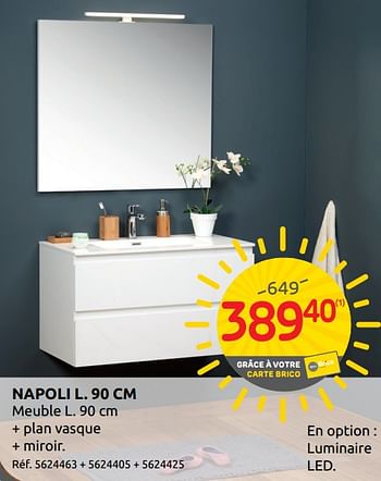 Promoties Meuble de salle de bain napoli - Aquazuro - Geldig van 06/08/2019 tot 19/08/2019 bij Brico