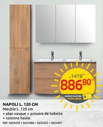 Promotions Meuble de salle de bain napoli - Aquazuro - Valide de 06/08/2019 à 19/08/2019 chez Brico