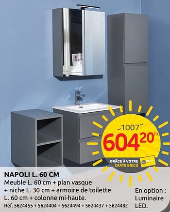 Promoties Meuble de salle de bain napoli - Aquazuro - Geldig van 06/08/2019 tot 19/08/2019 bij Brico