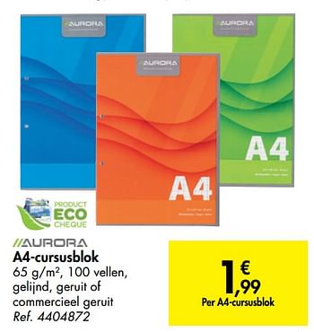 Promoties A4-cursusblok - Aurora - Geldig van 31/07/2019 tot 07/09/2019 bij Carrefour