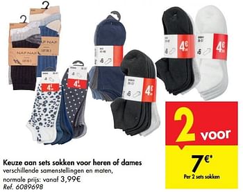 Promoties Keuze aan sets sokken voor heren of dames - Huismerk - Carrefour  - Geldig van 31/07/2019 tot 07/09/2019 bij Carrefour