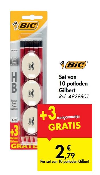 Promoties Set van 10 potloden gilbert - BIC - Geldig van 31/07/2019 tot 07/09/2019 bij Carrefour