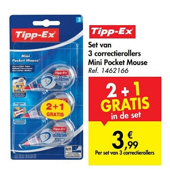 Promoties Set van 3 correctierollers mini pocket mouse - Tipp-Ex - Geldig van 31/07/2019 tot 07/09/2019 bij Carrefour
