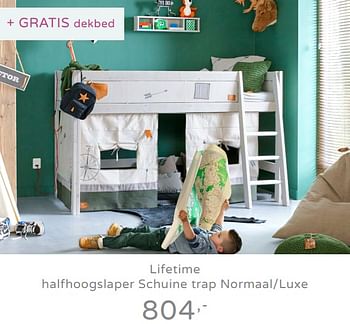 Promoties Lifetime halfhoogslaper schuine trap normaal-luxe - Lifetime Kidsrooms - Geldig van 28/07/2019 tot 17/08/2019 bij Baby & Tiener Megastore