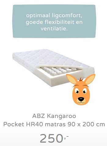 Promotions Abz kangaroo pocket hr40 matras - ABZ - Valide de 28/07/2019 à 17/08/2019 chez Baby & Tiener Megastore