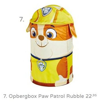 Promoties Opbergbox paw patrol rubble - Disney - Geldig van 28/07/2019 tot 17/08/2019 bij Baby & Tiener Megastore