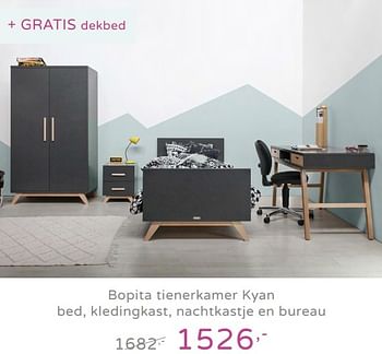 Promoties Bopita tienerkamer kyan bed, kledingkast, nachtkastje en bureau - Bopita - Geldig van 28/07/2019 tot 17/08/2019 bij Baby & Tiener Megastore