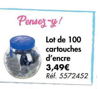 Promoties Lot de 100 cartouches d`encre - Pelikan - Geldig van 31/07/2019 tot 07/09/2019 bij Carrefour