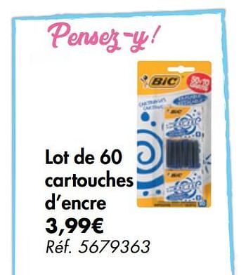 Promotions Lot de 60 cartouches d`encre - BIC - Valide de 31/07/2019 à 07/09/2019 chez Carrefour