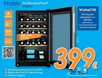 Promoties Haier wijnklimaatkast ws30ga - Haier - Geldig van 01/08/2019 tot 15/08/2019 bij Krefel
