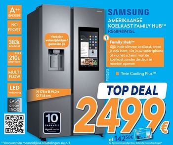 Promoties Samsung amerikaanse koelkast `family hub` rs68n8941sl - Samsung - Geldig van 01/08/2019 tot 15/08/2019 bij Krefel